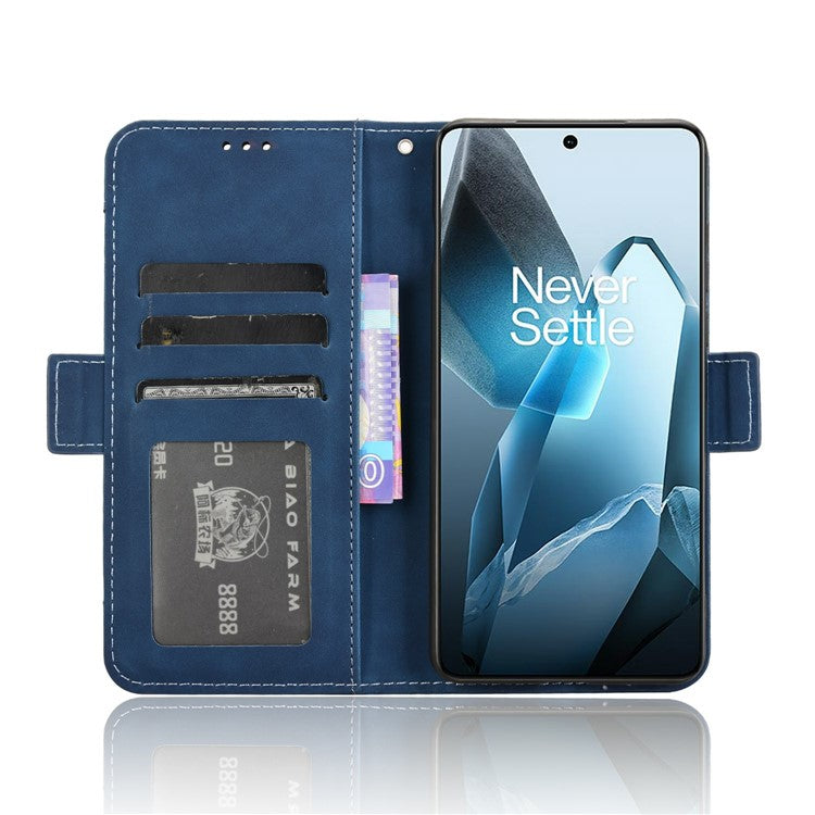 For OnePlus 13 Leather Case Phone Wallet Cover with Multiple Card Slots - Blue