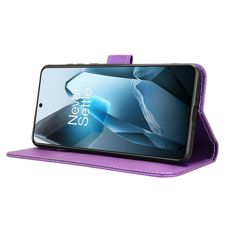 For OnePlus 13 Case PU Leather Diamond Texture Wallet Phone Cover - Purple