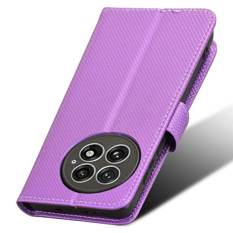 For OnePlus 13 Case PU Leather Diamond Texture Wallet Phone Cover - Purple