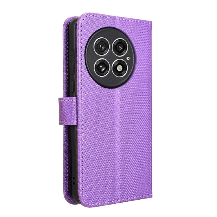 For OnePlus 13 Case PU Leather Diamond Texture Wallet Phone Cover - Purple