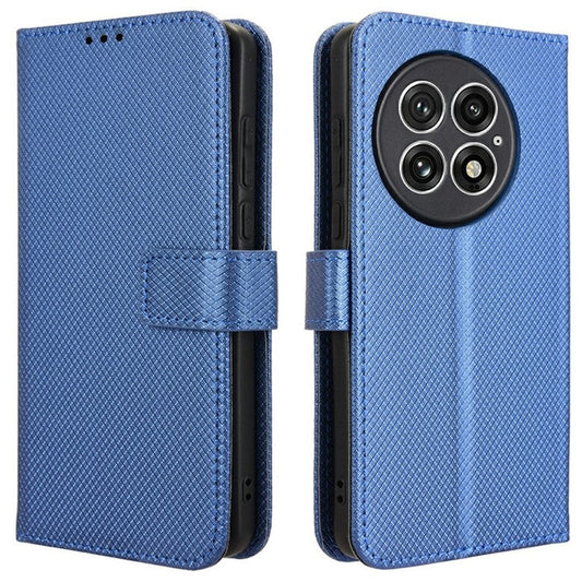 For OnePlus 13 Case PU Leather Diamond Texture Wallet Phone Cover - Blue