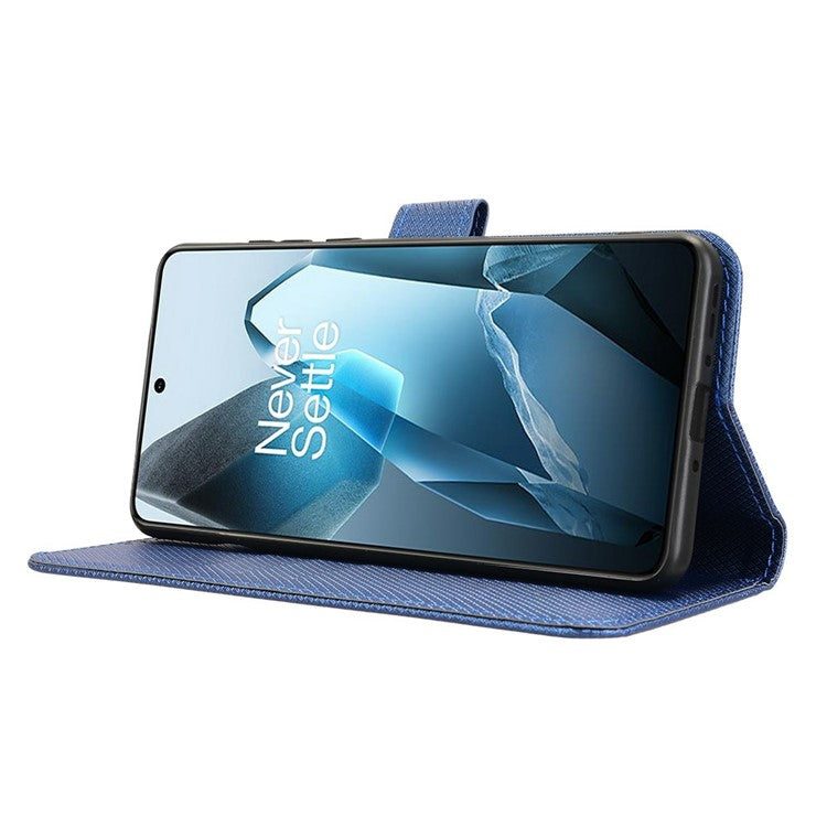 For OnePlus 13 Case PU Leather Diamond Texture Wallet Phone Cover - Blue