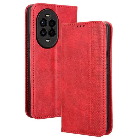 For Huawei nova 13 Pro 5G Leather Case Wallet Stand Retro Texture Phone Cover - Red