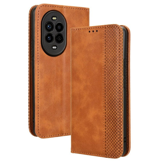 For Huawei nova 13 Pro 5G Leather Case Wallet Stand Retro Texture Phone Cover - Brown