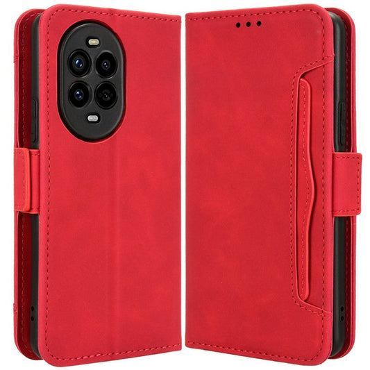 For Huawei nova 13 Pro 5G Leather Case Phone Wallet Cover with Multiple Card Slots - Red