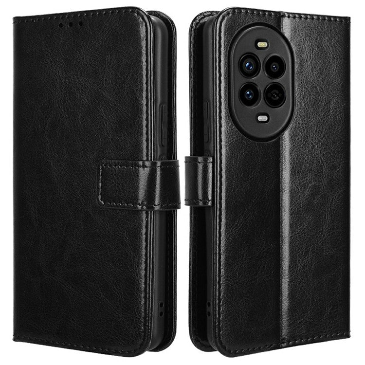 For Huawei nova 13 Pro 5G Case Crazy Horse Texture PU Leather Phone Wallet Cover - Black