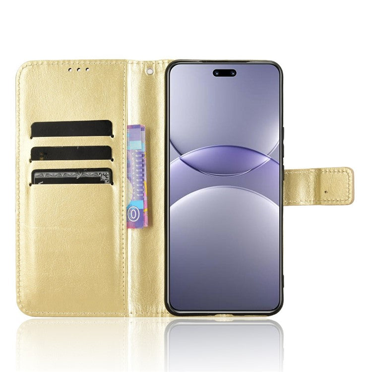 For Huawei nova 13 Pro 5G Case Crazy Horse Texture PU Leather Phone Wallet Cover - Gold