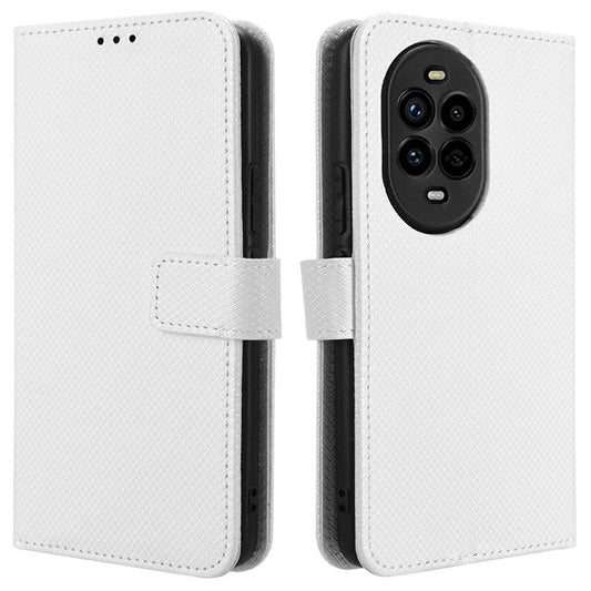 For Huawei nova 13 Pro 5G Case PU Leather Diamond Texture Wallet Phone Cover - White