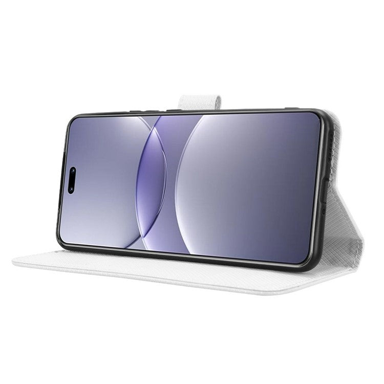 For Huawei nova 13 Pro 5G Case PU Leather Diamond Texture Wallet Phone Cover - White