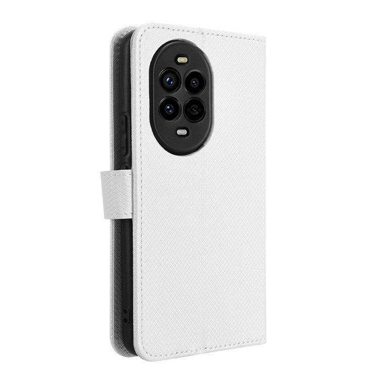For Huawei nova 13 Pro 5G Case PU Leather Diamond Texture Wallet Phone Cover - White