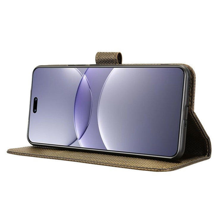 For Huawei nova 13 Pro 5G Case PU Leather Diamond Texture Wallet Phone Cover - Brown