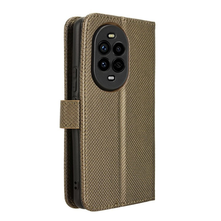 For Huawei nova 13 Pro 5G Case PU Leather Diamond Texture Wallet Phone Cover - Brown