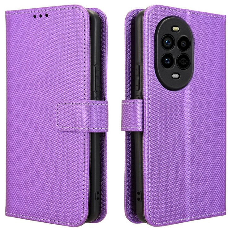 For Huawei nova 13 Pro 5G Case PU Leather Diamond Texture Wallet Phone Cover - Purple