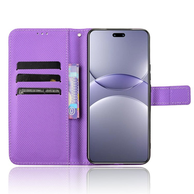 For Huawei nova 13 Pro 5G Case PU Leather Diamond Texture Wallet Phone Cover - Purple