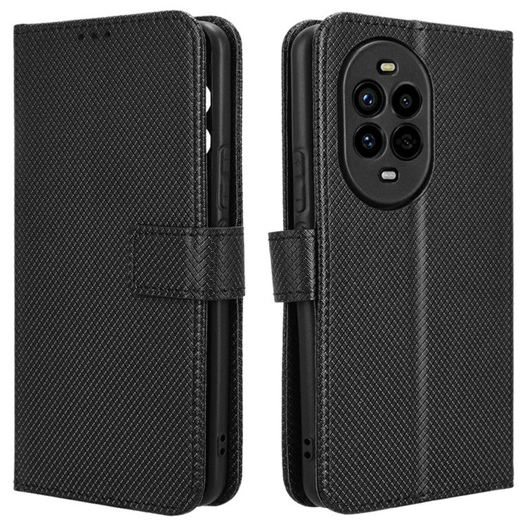For Huawei nova 13 Pro 5G Case PU Leather Diamond Texture Wallet Phone Cover - Black