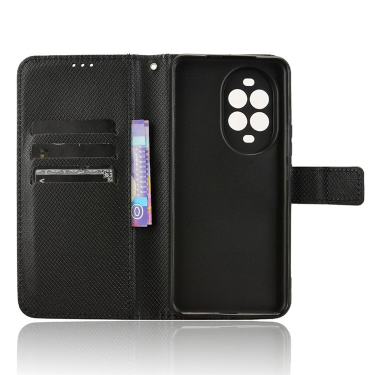 For Huawei nova 13 Pro 5G Case PU Leather Diamond Texture Wallet Phone Cover - Black