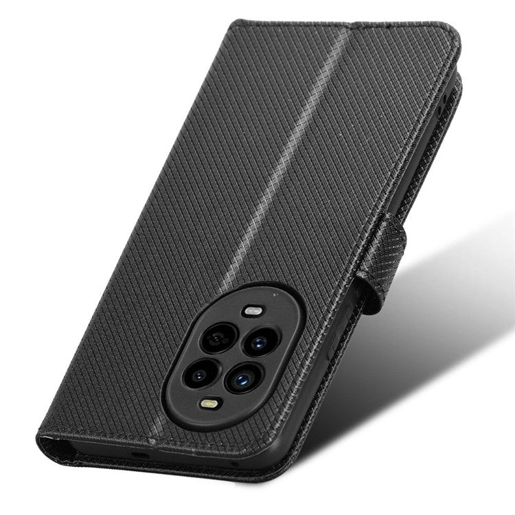 For Huawei nova 13 Pro 5G Case PU Leather Diamond Texture Wallet Phone Cover - Black