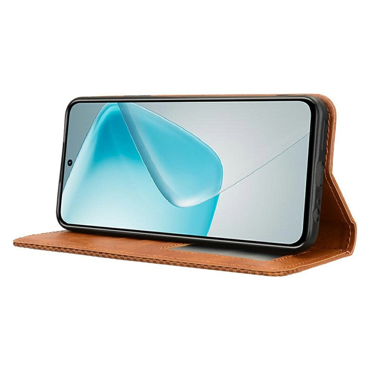 For Infinix Hot 50 Pro 4G X6881 Leather Case Wallet Stand Retro Texture Phone Cover - Brown