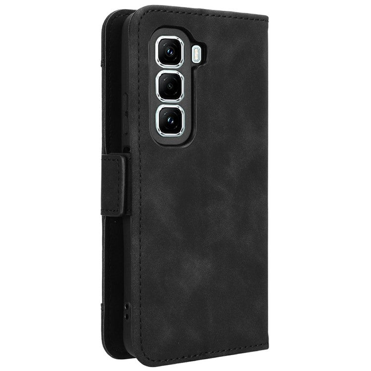 For Infinix Hot 50 Pro 4G X6881 Leather Case Phone Wallet Cover with Multiple Card Slots - Black