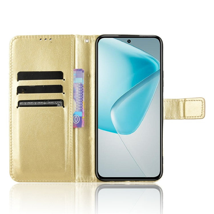 For Infinix Hot 50 Pro 4G X6881 Case Crazy Horse Texture PU Leather Phone Wallet Cover - Gold