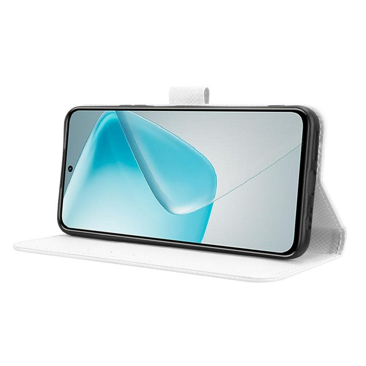 For Infinix Hot 50 Pro 4G X6881 Case PU Leather Diamond Texture Wallet Phone Cover - White