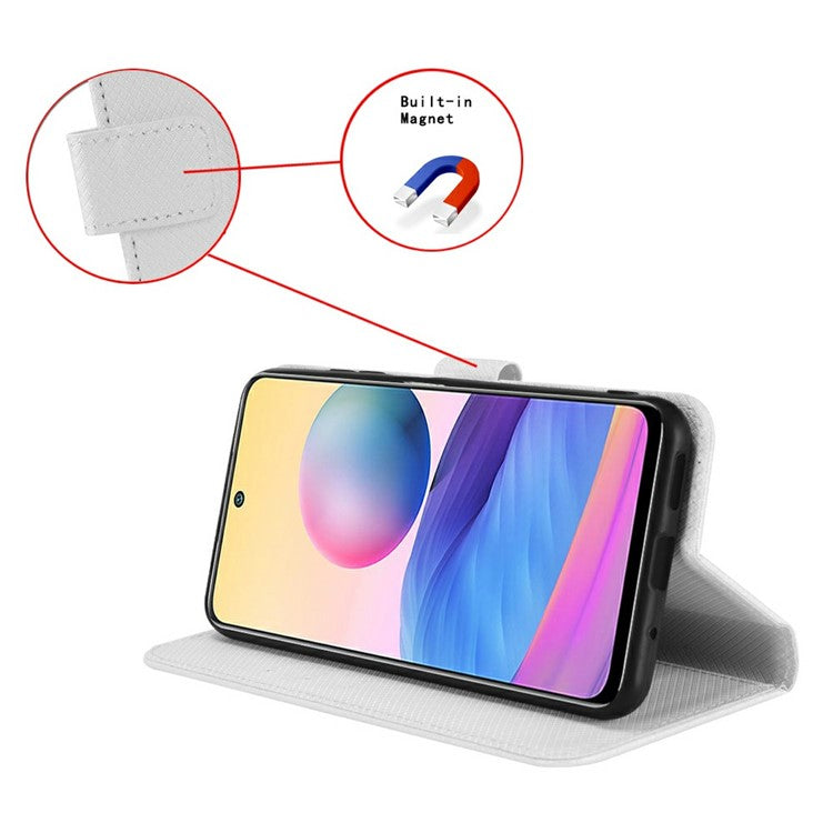 For Infinix Hot 50 Pro 4G X6881 Case PU Leather Diamond Texture Wallet Phone Cover - White