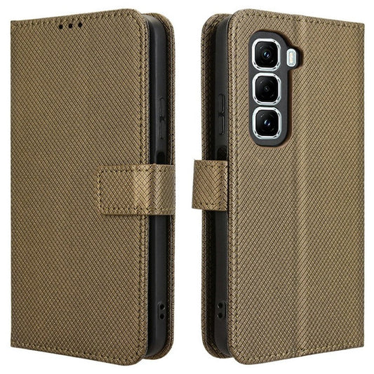 For Infinix Hot 50 Pro 4G X6881 Case PU Leather Diamond Texture Wallet Phone Cover - Brown