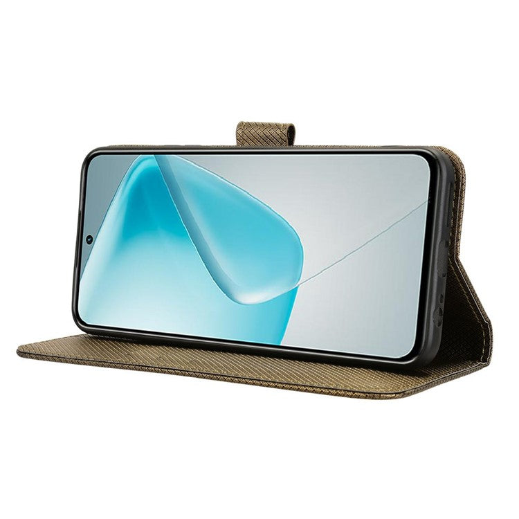 For Infinix Hot 50 Pro 4G X6881 Case PU Leather Diamond Texture Wallet Phone Cover - Brown