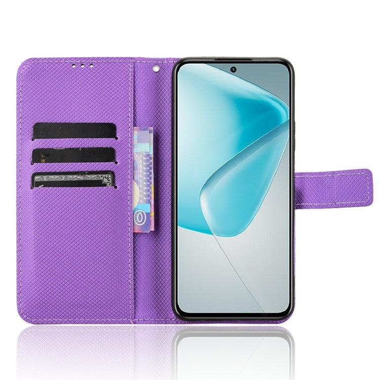 For Infinix Hot 50 Pro 4G X6881 Case PU Leather Diamond Texture Wallet Phone Cover - Purple