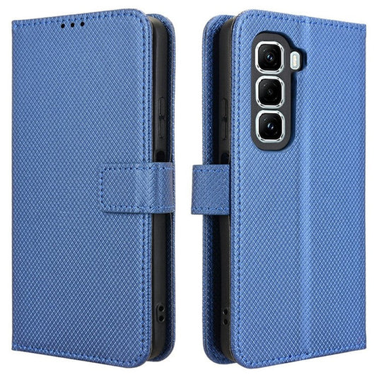 For Infinix Hot 50 Pro 4G X6881 Case PU Leather Diamond Texture Wallet Phone Cover - Blue