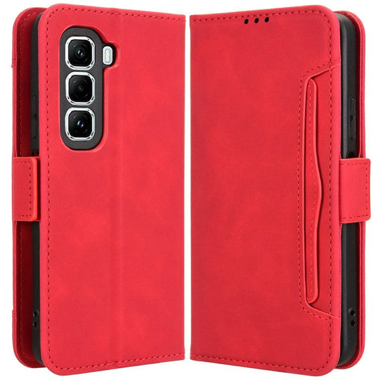 For Infinix Hot 50 Pro+ 4G X6880 Leather Case Phone Wallet Cover with Multiple Card Slots - Red