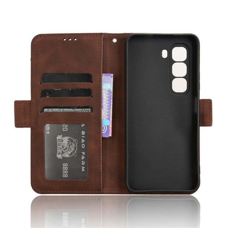For Infinix Hot 50 Pro+ 4G X6880 Leather Case Phone Wallet Cover with Multiple Card Slots - Brown