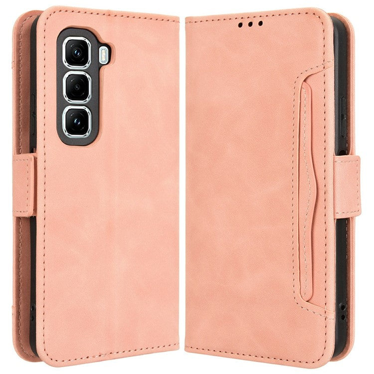 For Infinix Hot 50 Pro+ 4G X6880 Leather Case Phone Wallet Cover with Multiple Card Slots - Pink