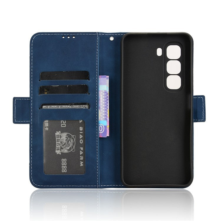 For Infinix Hot 50 Pro+ 4G X6880 Leather Case Phone Wallet Cover with Multiple Card Slots - Blue