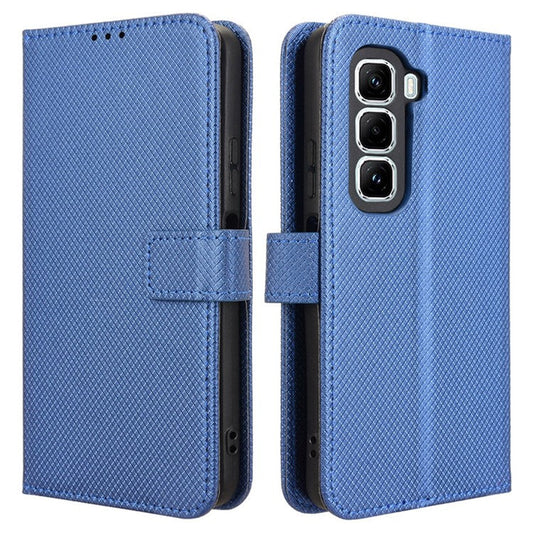 For Infinix Hot 50 Pro+ 4G X6880 Case PU Leather Diamond Texture Wallet Phone Cover - Blue