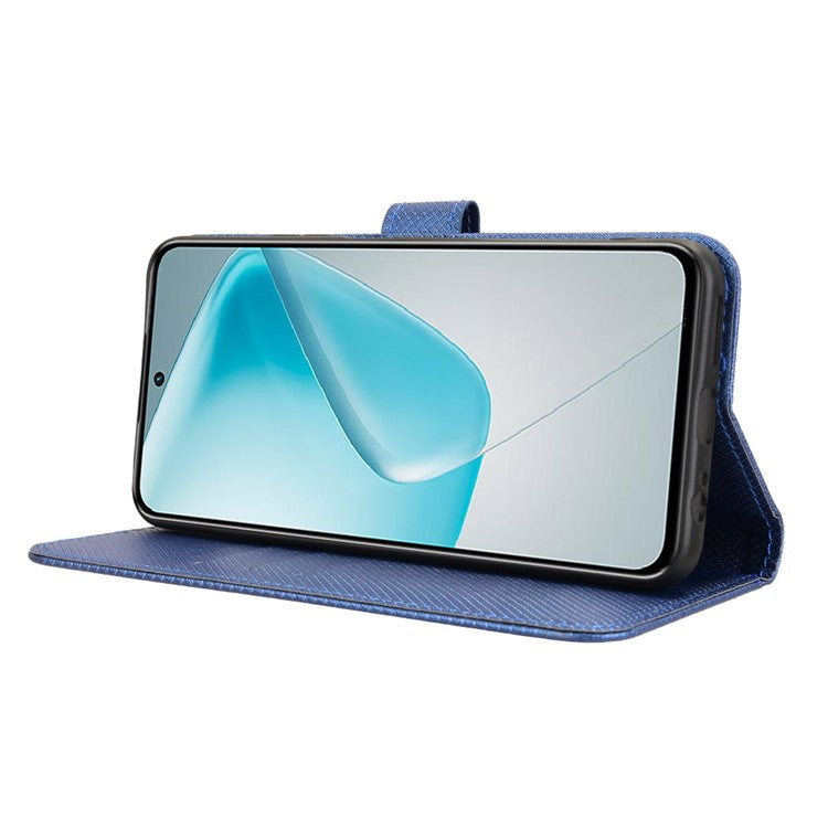 For Infinix Hot 50 Pro+ 4G X6880 Case PU Leather Diamond Texture Wallet Phone Cover - Blue