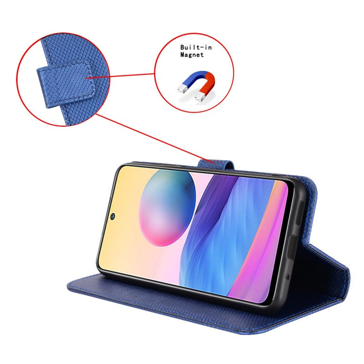 For Infinix Hot 50 Pro+ 4G X6880 Case PU Leather Diamond Texture Wallet Phone Cover - Blue