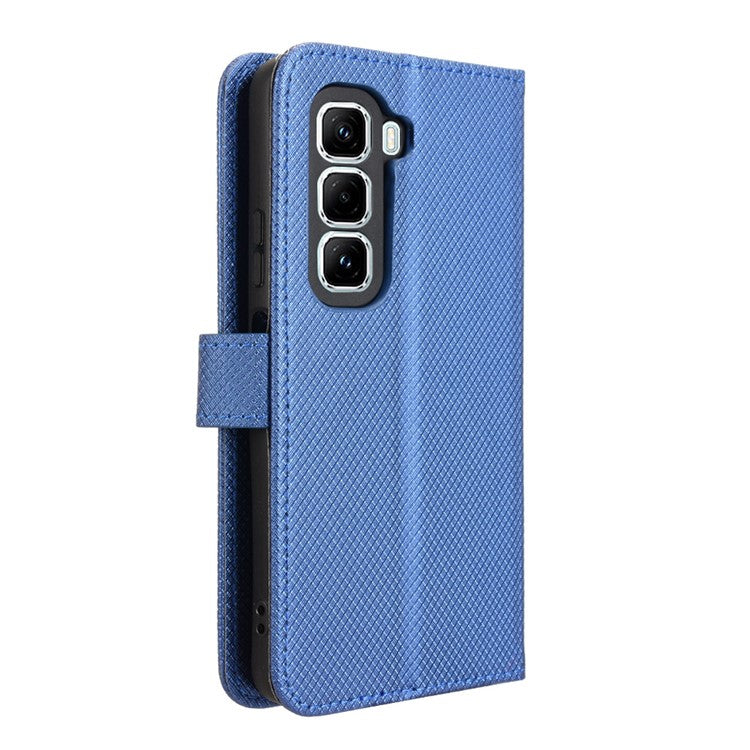 For Infinix Hot 50 Pro+ 4G X6880 Case PU Leather Diamond Texture Wallet Phone Cover - Blue