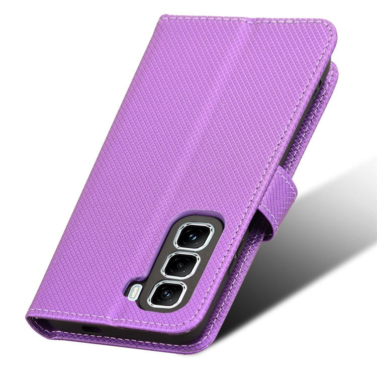 For Infinix Hot 50 Pro+ 4G X6880 Case PU Leather Diamond Texture Wallet Phone Cover - Purple