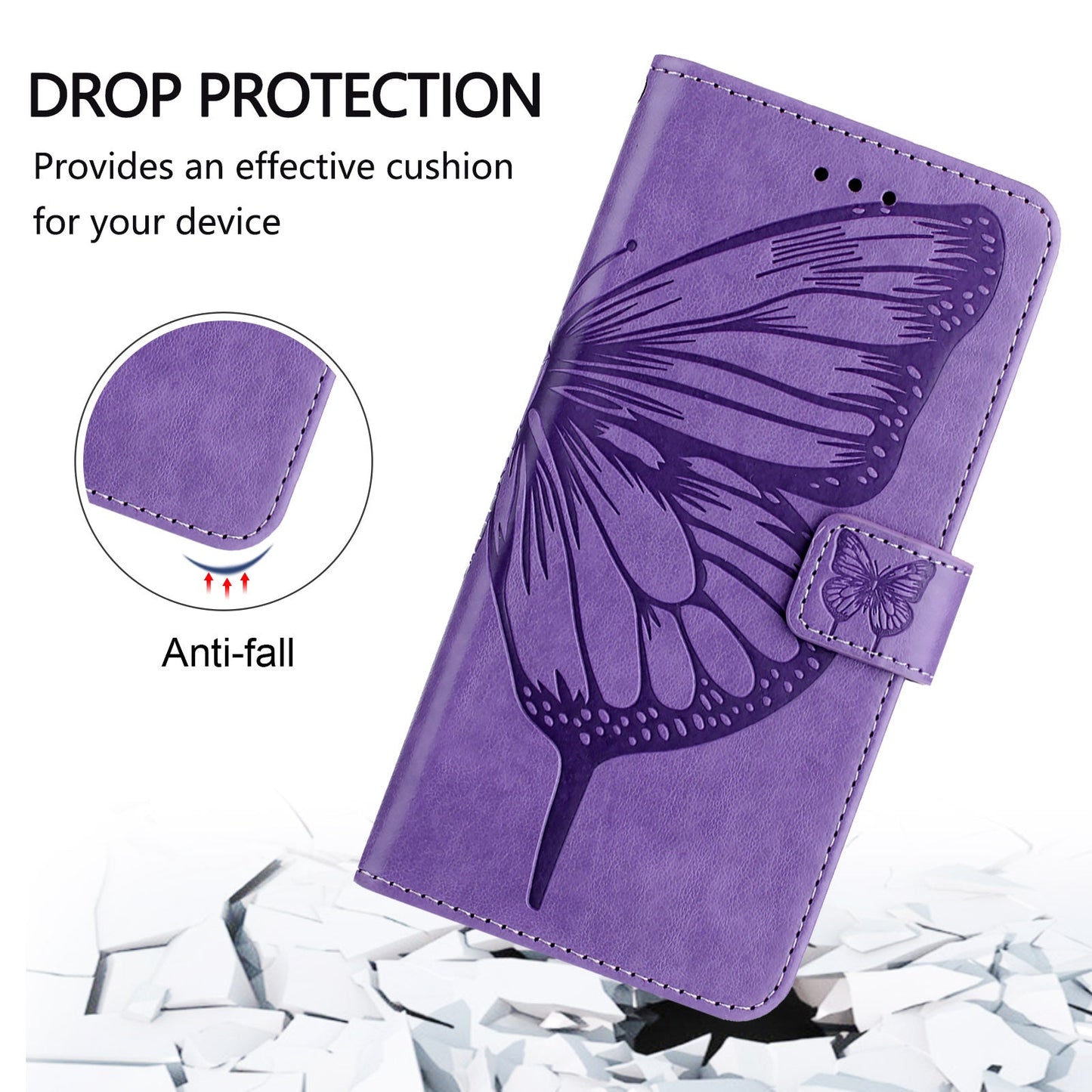 For Xiaomi Redmi Note 14 5G Case YB Imprinting Series-4 Butterfly Flower Flip Wallet Leather Phone Cover - Purple