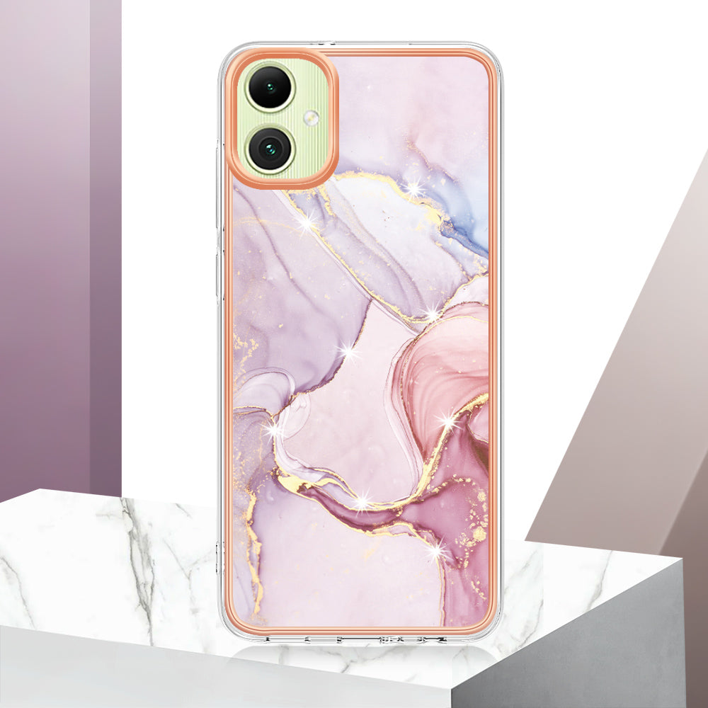 For Samsung Galaxy A06 Case YB IMD Series-2 Style-B IMD Marble Pattern TPU Back Cover - Rose Gold 005