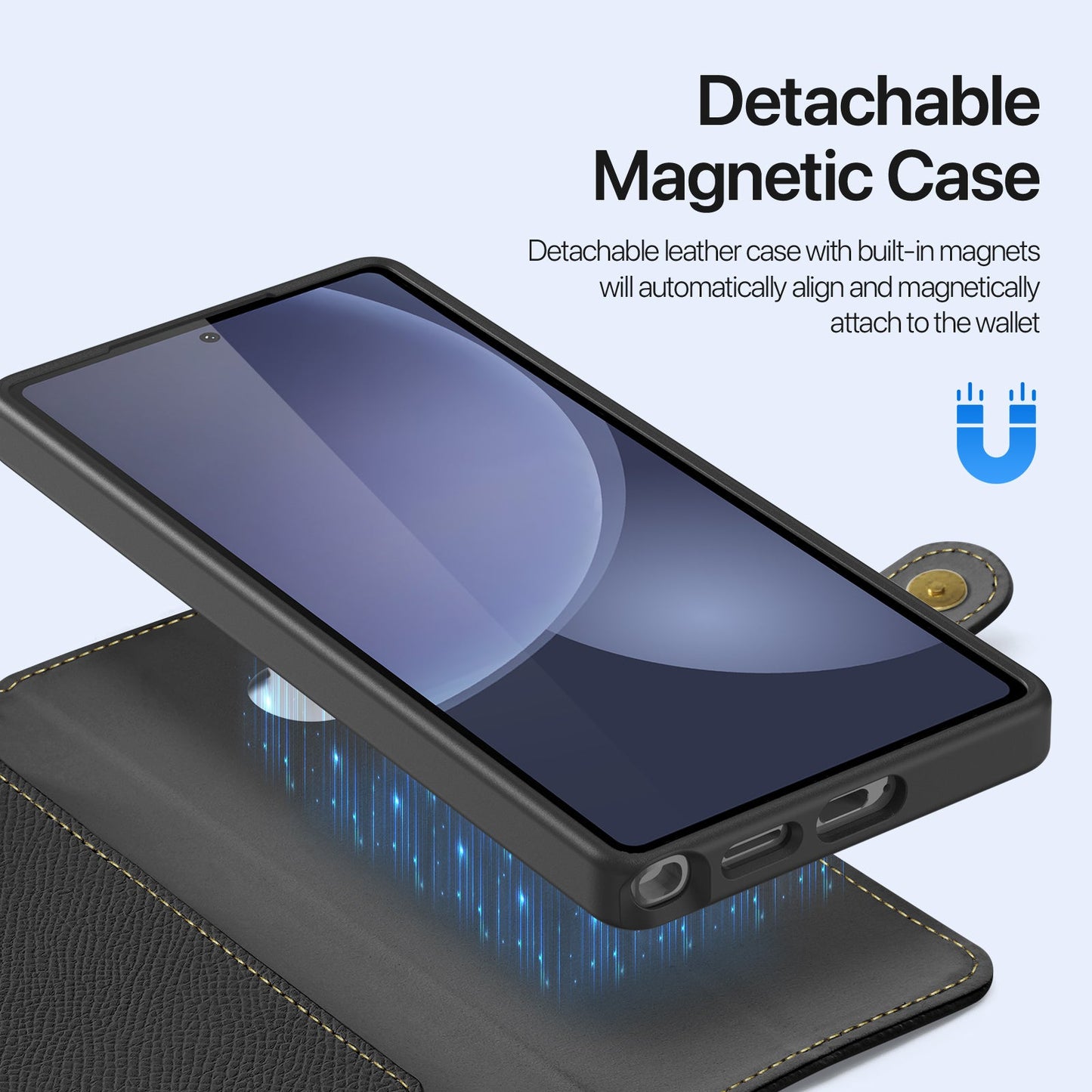 For Samsung Galaxy S25 Ultra Case DUX DUCIS Lawa Series Detachable Magnetic Cowhide Leather Cover Zipper Wallet - Black