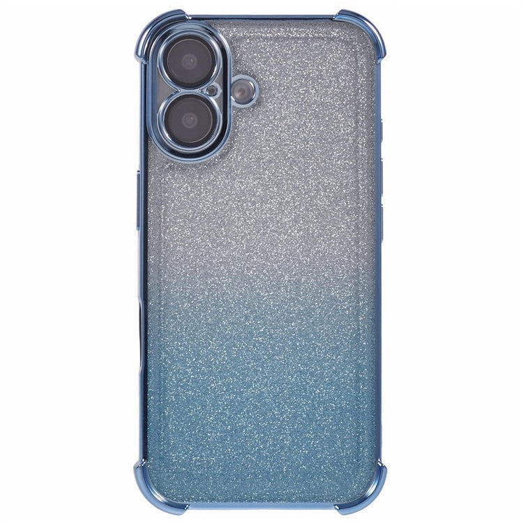 For iPhone 16 Plus Case Glitter TPU Phone Cover Reinforced Corners - Blue