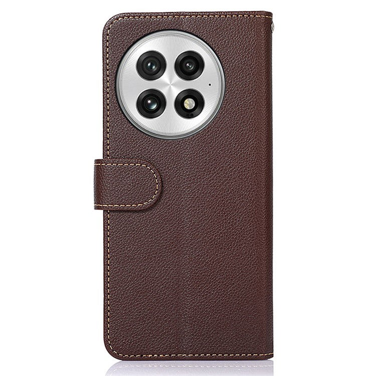 KHAZNEH For OnePlus 13 Case RFID Blocking Wallet PU Leather Phone Cover - Brown