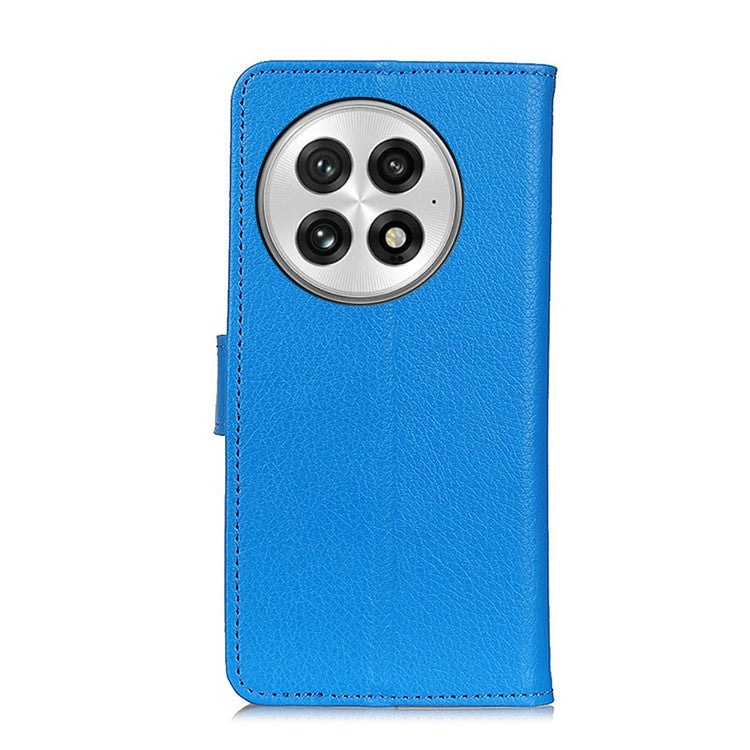 For OnePlus 13 Wallet Case PU Leather Phone Cover Litchi Texture - Blue