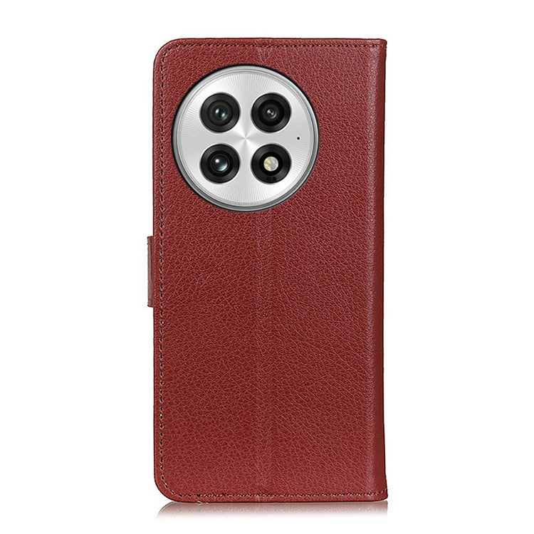 For OnePlus 13 Wallet Case PU Leather Phone Cover Litchi Texture - Brown