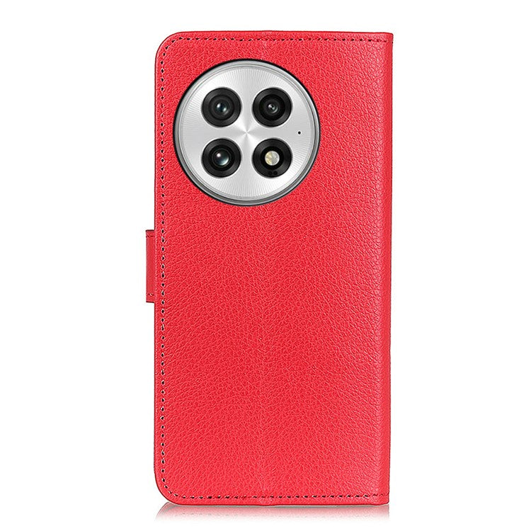 For OnePlus 13 Wallet Case PU Leather Phone Cover Litchi Texture - Red