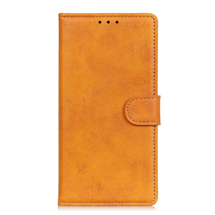 For OnePlus 13 Stand Wallet Case Cowhide Texture Leather Phone Cover - Brown