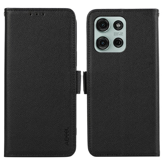 ABEEL For Motorola Moto G75 5G Case Litchi Texture Leather RFID Blocking Phone Cover - Black