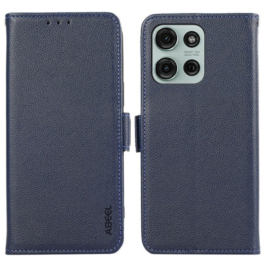 ABEEL For Motorola Moto G75 5G Case Litchi Texture Leather RFID Blocking Phone Cover - Blue